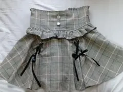 チェック柄ダブルリボンフリルミニフレアスカート