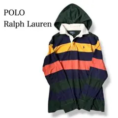 POLO Ralph Lauren フード付きラガーシャツ ボーダー 170