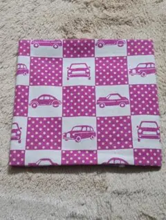 車とドット柄の綿生地(ピンク)縦約50cm×横約110cm