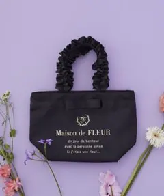 Maison de FLEUR ブランドロゴフリルハンドルトートSバッグ 黒のサムネイル