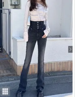 【SALE中】タグ付き♡ハイウエストストレッチフレアデニムパンツ[cu531]