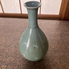 栄康造 花瓶 青緑色 陶器 一輪挿し 専用木箱付き - メルカリ