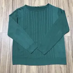グリーン ニットセーター 長袖　L L