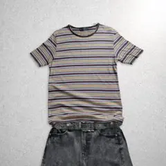 y2k navy white border pocket tee grunge - メルカリ