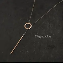 5732●ローズゴールドネックレス マンテルネックレス 華奢ステンレスネックレス