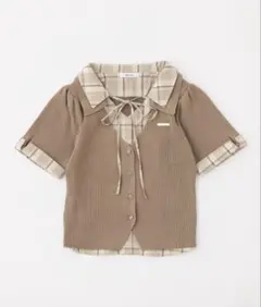 ZOZOTOWN シャツドッキング半袖トップス ブラウン - メルカリ