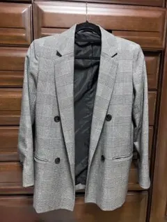 GU グレー チェック柄 テーラードジャケット Mサイズ