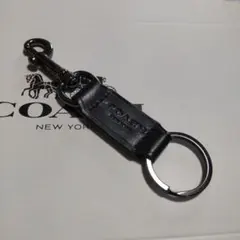 COACHコーチ☆レザーキーホルダー【ブラック】