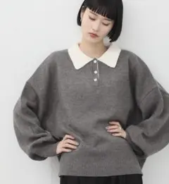 【NOGLE/ノグル】オーバーポロニット　グレー