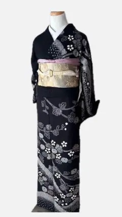 訪問着　フルセット　着物　帯　帯締め　帯締め　黒