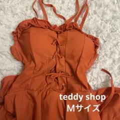 オレンジ フリル ワンピース水着