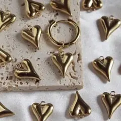 Ｎｏ．334 〈ゴールド〉ハート puku 4点 ステンレス チャーム