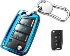 フォルクスワーゲン キーカバー TPU キーケース ホルダー　シリコン　青ブルー