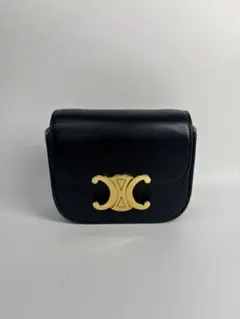 CELINE トリオンフ ミニ クロード レザー ショルダーバッグ ブラック