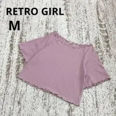 レトロガール リブトップス リブニット M ピンク フェミニン 5分袖 メロウのサムネイル