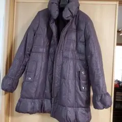 パープル ダウンジャケット フリル裾