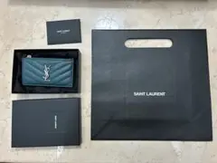 SAINT LAURENT フラグメントケース グリーン　シルバー金具