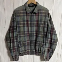 80s-90sポロバイラルフローレンチェック柄スウィングトップジャケットブルゾン