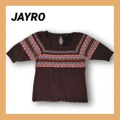 【M】JAYRO 幾何学模様 ジャガード 五分袖ニット ジャイロ