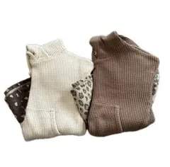 フード付きワッフル生地ワンピース　2点セット