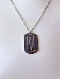 美品 ルイ ヴィトン ドッグタグ ネックレス ロゴプレート ペンダント Louis Vuitton LV Dog Tag Necklace ルイヴィトン LV ドッグタグ