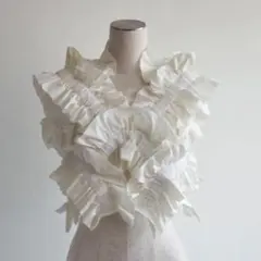 【HOUGA】フリルベスト アイボリー ホワイト ベスト 結婚式 オケージョン