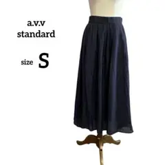 a.v.v standard フレアスカート　ロング　薄手　ネイビー　S