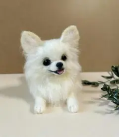 あ*ん様 羊毛フェルト　ハンドメイド　チワワ　犬　ホワイト　Q2