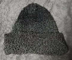 【ハンドメイド】ニット帽 手編み 黒