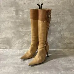 Ⅶ Ⅻ Ⅹ Ⅹ Ⅹ（23cm）長靴☘️卡其色/環扣/Y2K