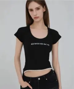 chicks Lacey Slim Tee Black