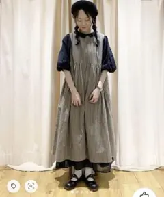 美品 サマンサモスモス ストライプ柄 前後着ノースリワンピース ノースリーブ
