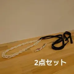 パールとリボンのネックレス　ヘアアクセサリー(バレッタ)　2点セット