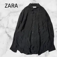＊ザラ＊【S】極上シルク質感シワ加工長袖ロングシャツ オーバーサイズ　羽織りのサムネイル