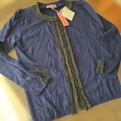 南野陽子プロデュースネイビー おしゃれなカーディガンL～LL