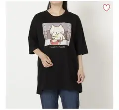 ハピンズ　ふくふくにゃんこ　バズTシャツ　ウェブ限定品　チャチャ丸（黒）