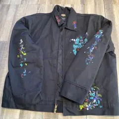 ディッキーズ　ペイントアート 黒 ジップアップジャケット