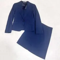 美品　レミュー セットアップ　スカート　スーツ 濃紺　洗える ストレッチ　Mのサムネイル