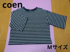 ★coen ボーダー柄 (ネイビー)五分袖 Tシャツ Mサイズ★