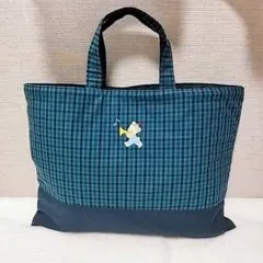 No.331 ブルー×チェック/レッスンバッグ/通園通学バッグ/入園入学/男の子