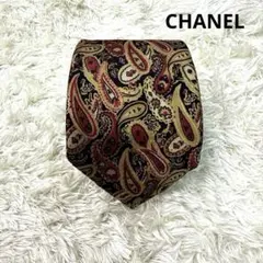 シャネル　シルクネクタイ ペイズリー柄 レッド