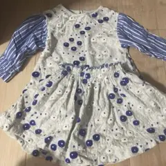 アプレレクール　セット　アップ　110 青　ストライプ　花柄　女の子　スカート