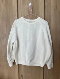 アイボリー 編み目模様 セーター
