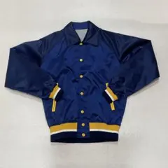 【希少】DESCENTE ストライプ スタジャン M ネイビー 80s デサント ウインドブレーカー（コート・ジャケット｜メンズ