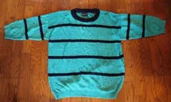 USA製ニット セーター ヴィンテージ古着 ミント ボーダー 緑 グリーン