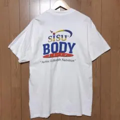 USA古着 ヘインズ 企業物 背面 ビッグプリント ホワイトTシャツ L
