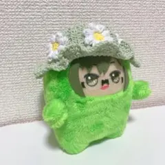 【SALE】ぬい服 帽子 モンぬい ハンドメイド お花 ニット帽 ライトグリーンのサムネイル
