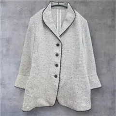 レリアン ツイードジャケット 7 S 日本製 ノーカラー ブレード フォーマル