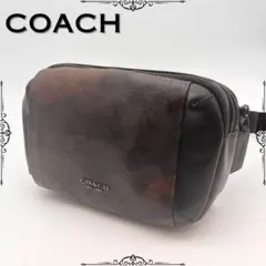 美品　COACH 迷彩柄　ダークブラウン ボディバッグ