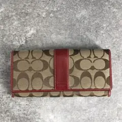 Vintage COACH Signature Long Wallet Red